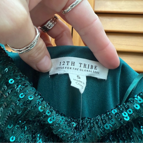 NWT 12th Tribe Sparkly green dress size small - Picture 2 of 7